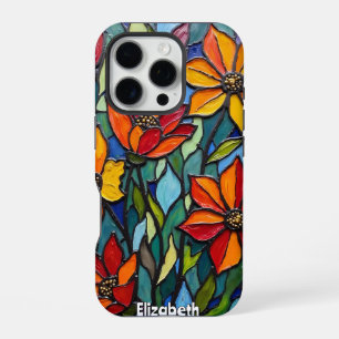 Bold Floral Stained Glass Quartet iPhone 16 Pro Case