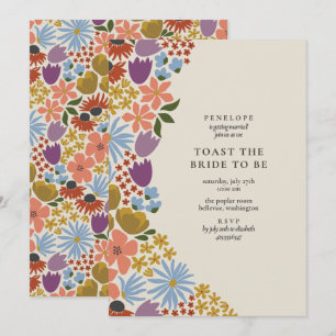 Bold Floral Toast the Bride Cocktail Hour Shower Invitation