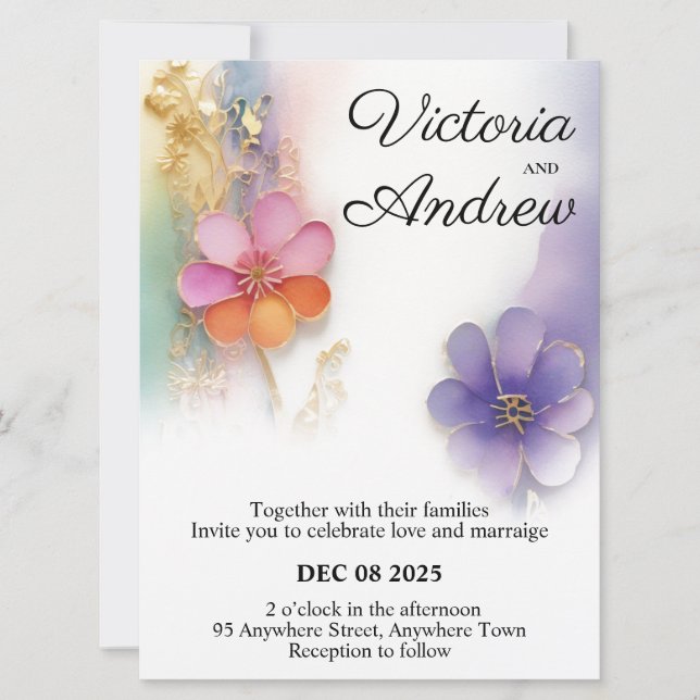 Bold Floral Wedding Invitation (Front)