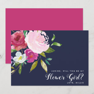 Bold Floral Will You Be My Flower Girl Proposal Invitation