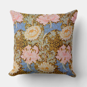 Bold Floral Wm Morris Design Throw Pillow