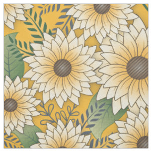 Bold Floral Yellow Sunny Sunflower Garden Fabric