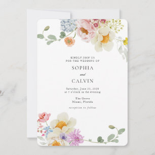 Bold Florals Love in Bloom Wedding Invitation