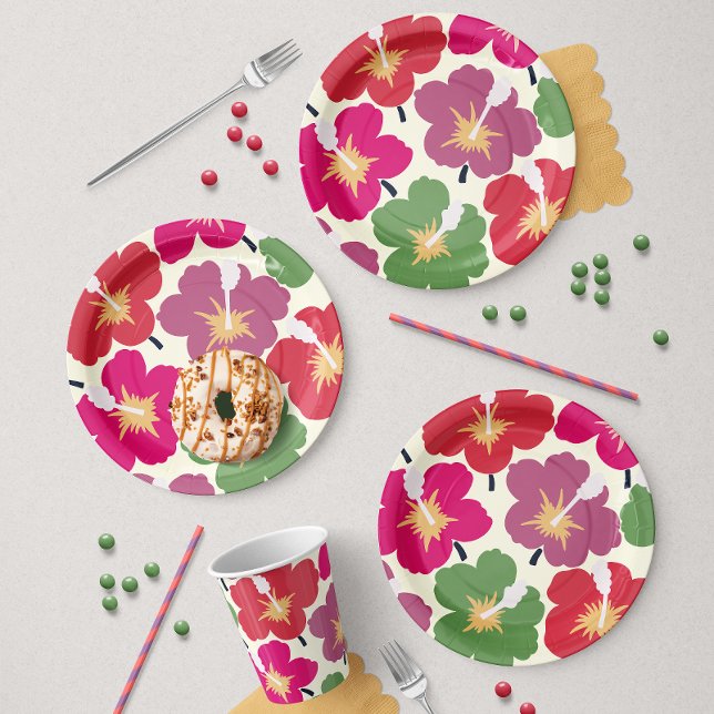 Bold Florals Multicolored  Paper Plate (Creator Uploaded)