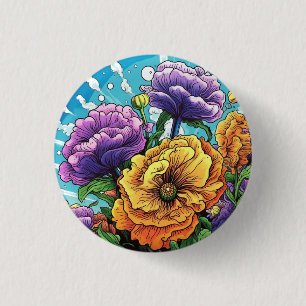 Bold flower card 1 inch round button