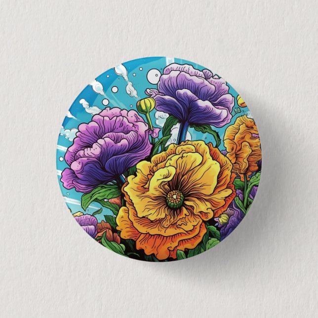 Bold flower card  1 inch round button (Front)