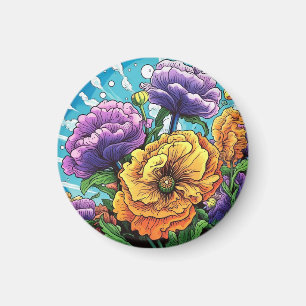 Bold flower magnet, vibrant beautiful magnet