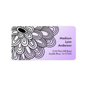 Bold Flower on Purple Return Address Labels. Label