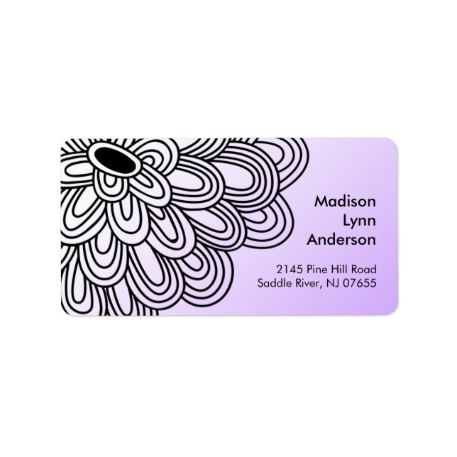 Bold Flower on Purple Return Address Labels. Label (Front)