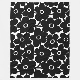 Bold Flowers - Black Fleece Blanket