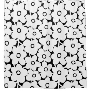 Bold Flowers - White on Black