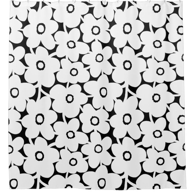 Bold Flowers - White on Black (Front)