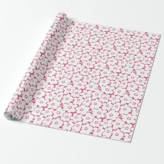 Bold Flowers - White on Deep Pink Wrapping Paper