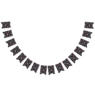 Bold Folk Floral Pattern Bunting Flags