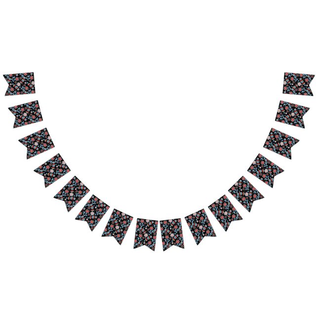 Bold Folk Floral Pattern Bunting Flags (All)