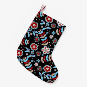 Bold Folk Floral Pattern Small Christmas Stocking