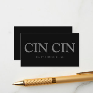 Bold Font "Cin cin" Italian Free Drinks Ticket Enclosure Card