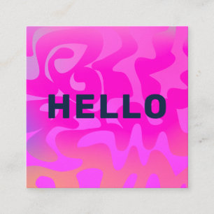 Bold Font Groovy Navy Hello Hot Pink Bright Square Business Card