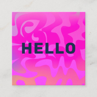 Bold Font Groovy Navy Hello Hot Pink Bright Square Business Card