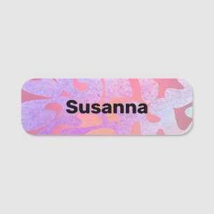 Bold Font Groovy Peach Mauve Pink Lilac Magnetic Name Tag