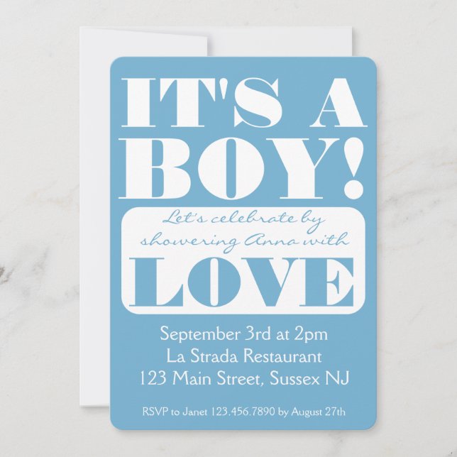 Bold Font It's a Boy! Shower invitation (Front)