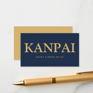 Bold Font "Kanpai" Japanese Free Drinks Ticket Enclosure Card