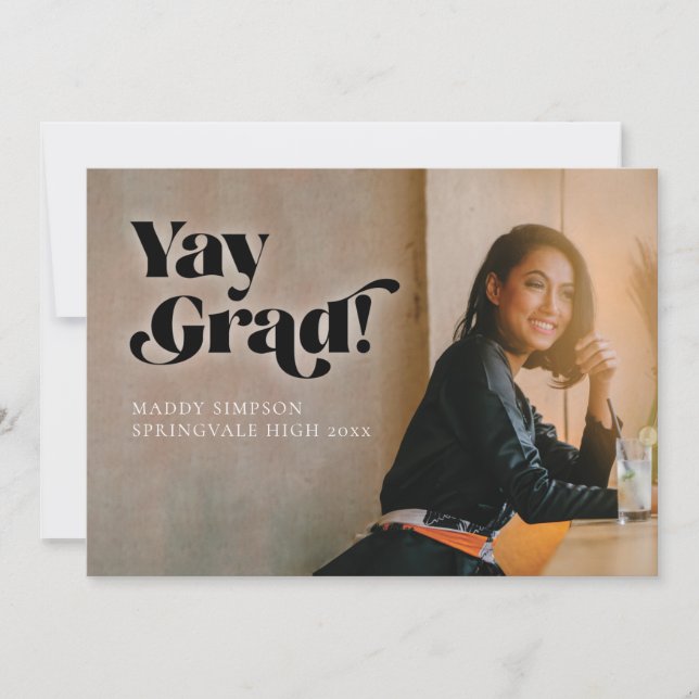 Bold Font Modern Minimalist Photo Graduation  Anno Announcement (Front)