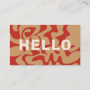 Bold Font Retro Groovy Rust Brown Coffee Hello Business Card