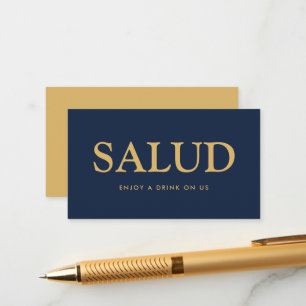 Bold Font "Salud" Spanish Free Drinks Ticket Enclosure Card
