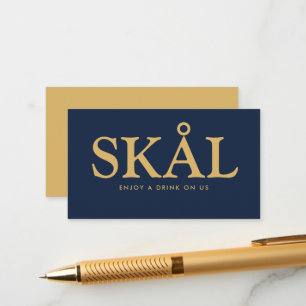 Bold Font "Skål" Nordic Free Drinks Ticket Enclosure Card