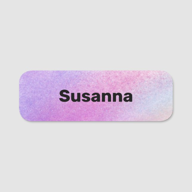 Bold Font Squiggle Lines Mauve Blue Lilac Magnetic Name Tag (Front)
