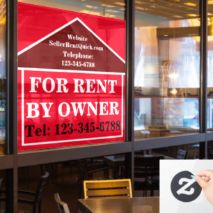 BOLD FOR RENT BY OWNER Custom Real Estate  Window Cling
