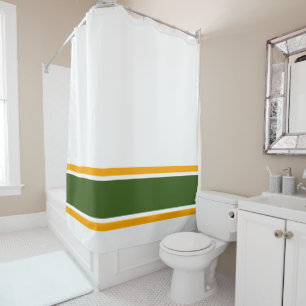 Bold Forest Green Yellow Racing Stripes On White