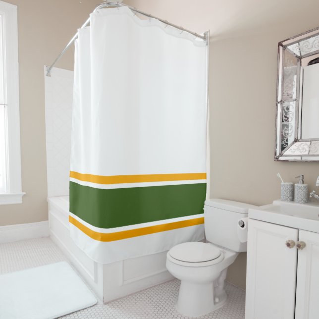 Bold Forest Green Yellow Racing Stripes On White (In Situ)
