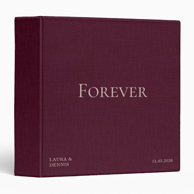 Bold Forever Typography Wedding Album Linen Binder (Front/Spine)