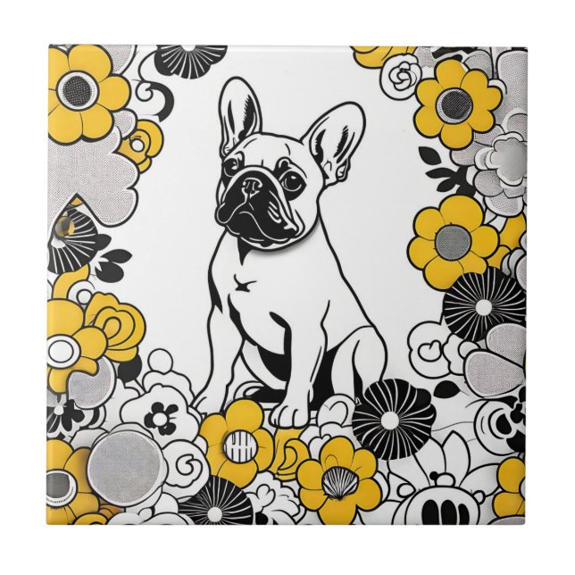 Bold French Bulldog Pop Art Portrait Tile (Front)