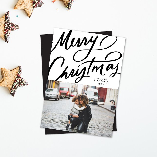 Bold Fun Hand Lettered Merry Christmas Holiday Card (Creator Uploaded)