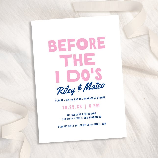 Bold Fun Modern Type Blue Wedding Rehearsal Dinner Invitation (Creator Uploaded)