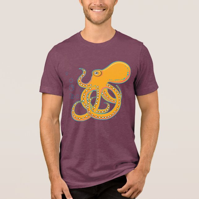 Bold & Funky Octopus Art  Tri-Blend Shirt (Front)