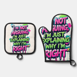 Bold Funny Quote Neon Graffiti Design Oven Mitt & Pot Holder Set