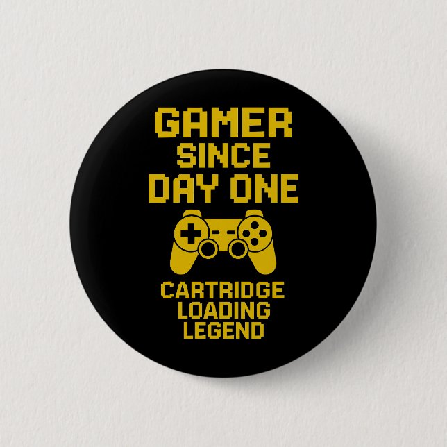 Bold Gamer Dad Design – Yellow Controller Art 2 Inch Round Button (Front)
