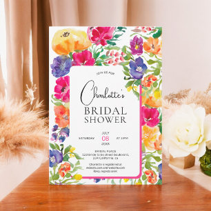 Bold Garden floral watercolor bridal shower Invitation