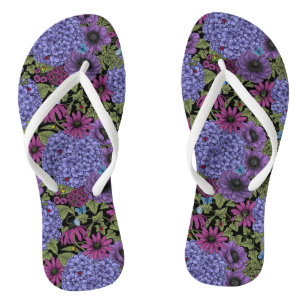Bold garden florals flip flops