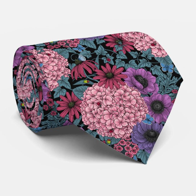 Bold garden florals tie (Rolled)