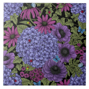 Bold garden florals tile