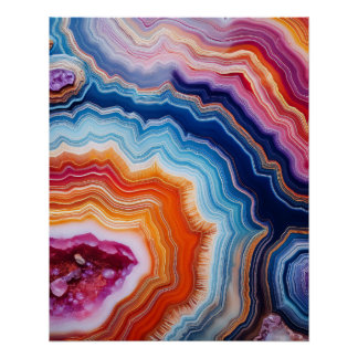 Bold Geode Layers – Colorful Abstract Mineral Art Poster