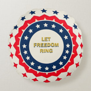Bold Geometric 4th of July Design Round Pillow