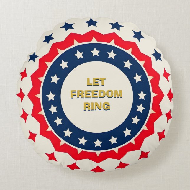 Bold Geometric 4th of July Design Round Pillow (Front)
