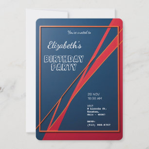 Bold Geometric Abstract Personalized Birthday Invitation