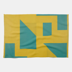 Bold Geometric Abstract Yellow Teal Kitchen Towel